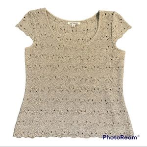 St John Crochet Knit Top Coastal Sz 6